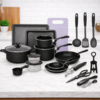 Set Complet Cu 22 De Piese Pentru Bucătărie Cu Oale, Tigăi, Wok, Tăvi, Ustensile, Accesorii