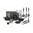 Set Complet Cu 22 De Piese Pentru Bucătărie Cu Oale, Tigăi, Wok, Tăvi, Ustensile, Accesorii