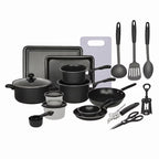Set Complet Cu 22 De Piese Pentru Bucătărie Cu Oale, Tigăi, Wok, Tăvi, Ustensile, Accesorii